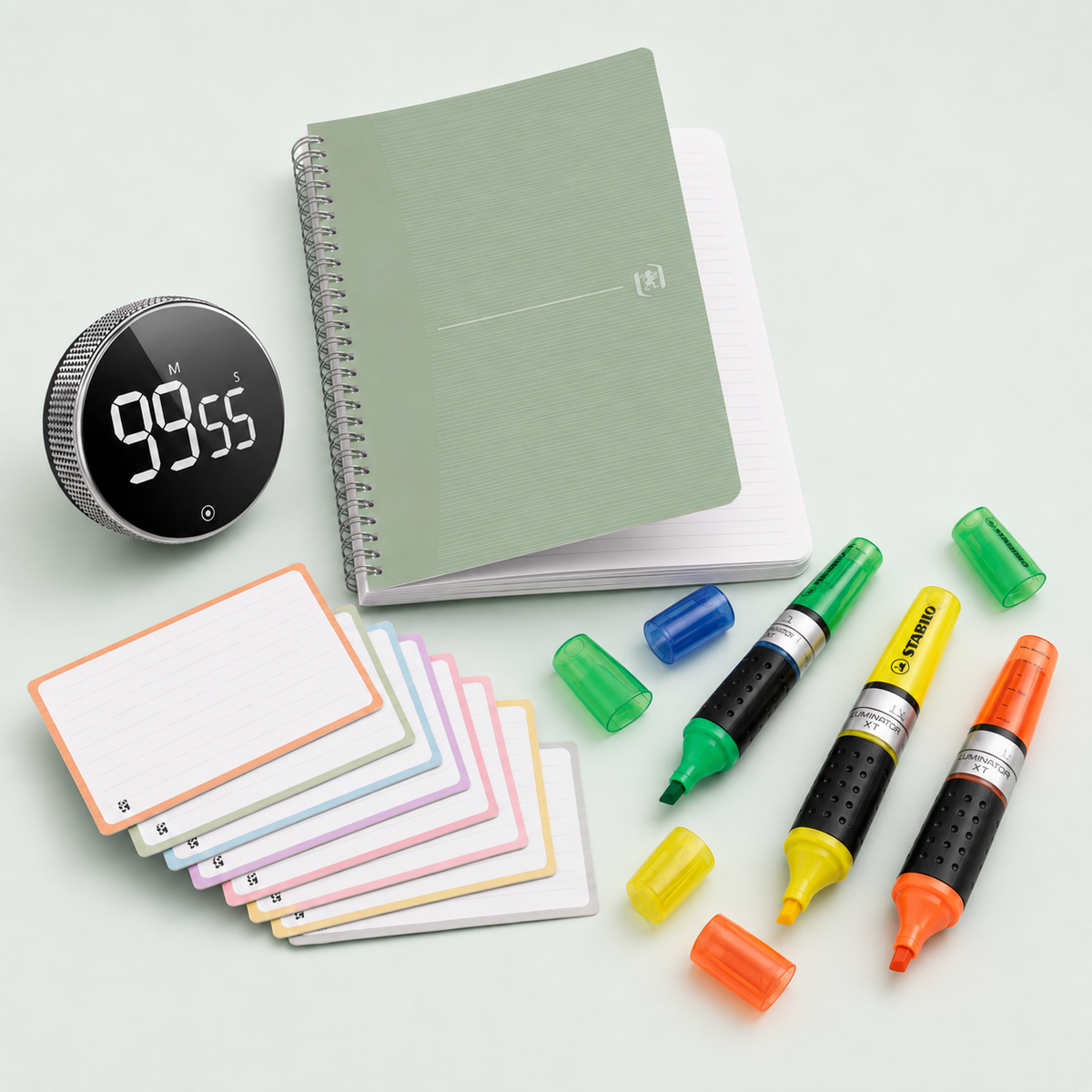 Scholis Toets Bundel – Flashcards, Studie-klok & Markeerstiften voor de Toetsweek