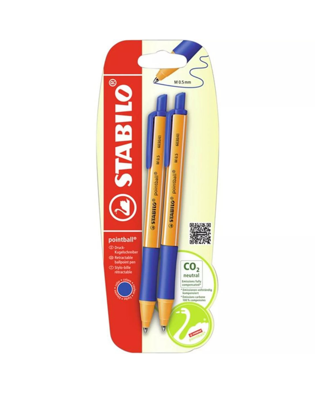 STABILO Pointball balpen blauw 2 stuks – blisterverpakking