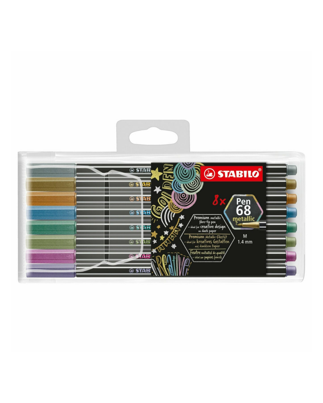 STABILO Pen 68 Metallic viltstiften – etui met 8 metallic kleuren