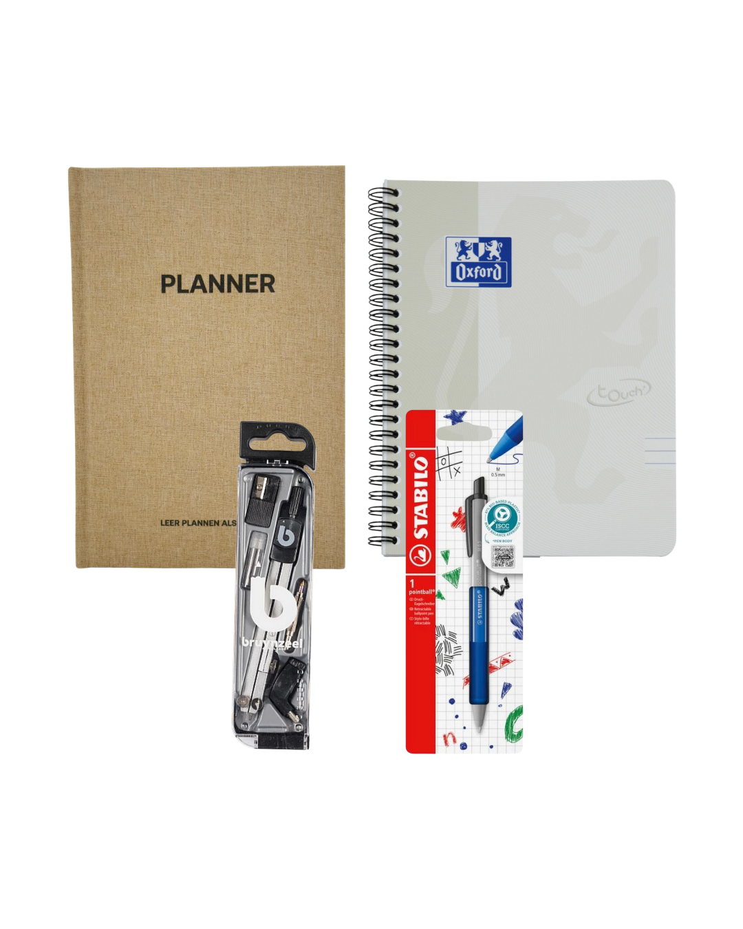 Scholis Brugklas Starter pakket – Grip Planner Oxford notitieboek passerset STABILO