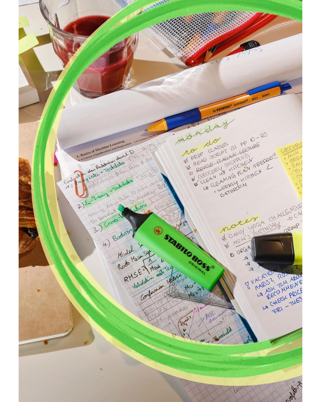 STABILO BOSS ORIGINAL op papier – slaat niet door op schoolschrift